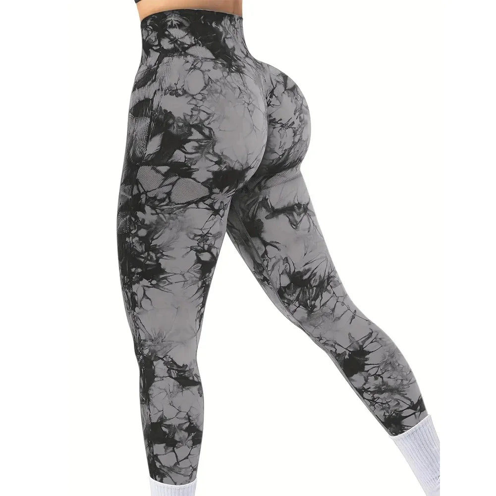 Women's Tie-Dye Seamless Peach Leggings